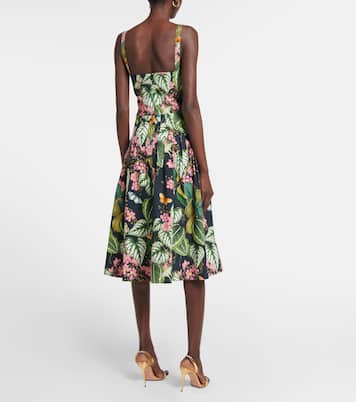 Printed cotton-blend poplin midi dress | Oscar de la Renta