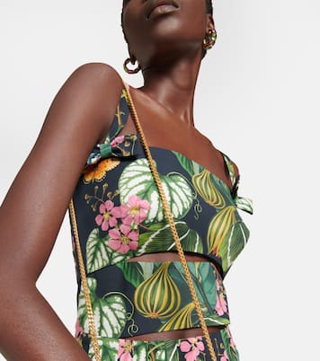 Printed cotton-blend poplin midi dress | Oscar de la Renta