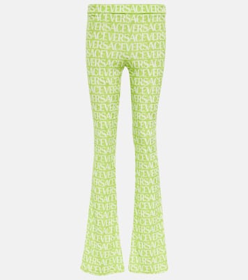 Logo velvet flared pants | Versace