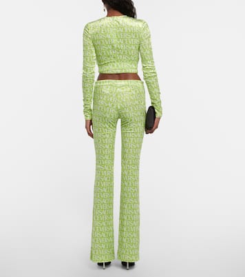 Logo velvet flared pants | Versace