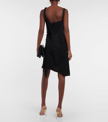 Fringe-trimmed asymmetric minidress | Victoria Beckham