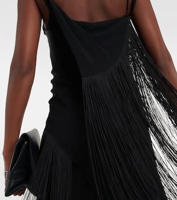 Fringe-trimmed asymmetric minidress | Victoria Beckham