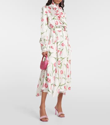 Robe midi en soie à fleurs | Rodarte