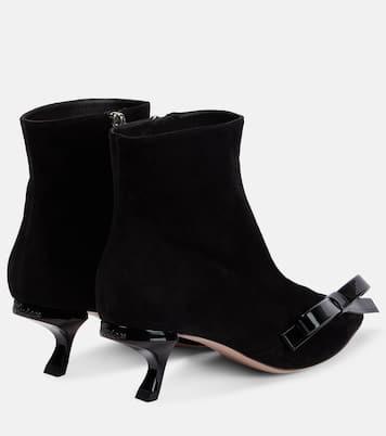 Virgule Bow suede ankle boots | Roger Vivier