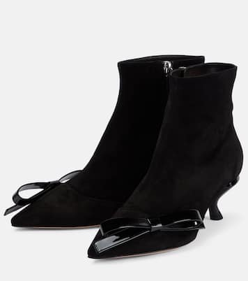 Virgule Bow suede ankle boots | Roger Vivier