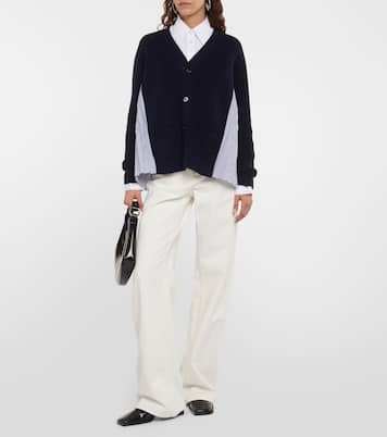 Cardigan in lana e popeline di cotone | Sacai