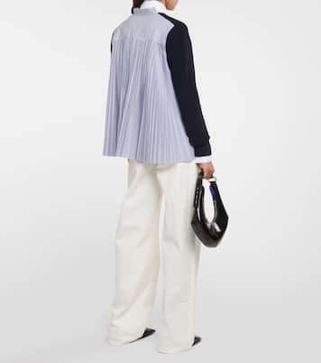 Cardigan in lana e popeline di cotone | Sacai