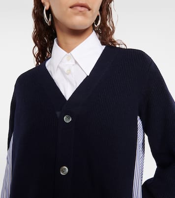 Cardigan in lana e popeline di cotone | Sacai