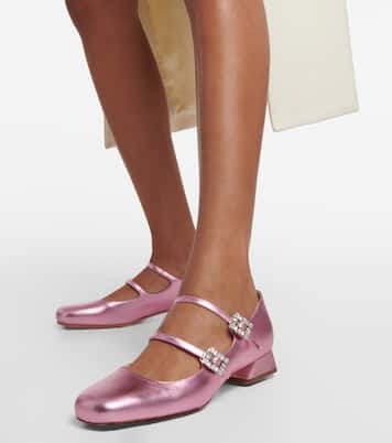 Mary-Jane-Pumps Mini Très Vivier aus Metallic-Leder | Roger Vivier