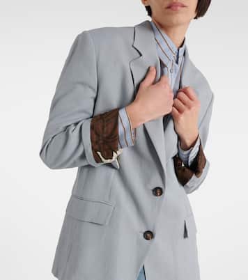 Blazer monopetto in misto lino | Brunello Cucinelli