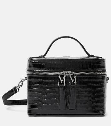 Vanity Small croc-effect leather crossbody bag in black