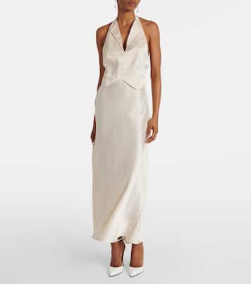 Robe midi de mariée Estella en soie | Rixo
