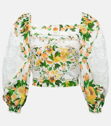 Bedruckte Bluse aus Baumwolle mit Spitze | Farm Rio