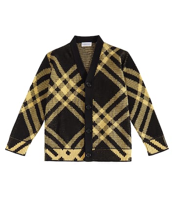 Cárdigan de malla de algodón con Burberry Check | Burberry Kids