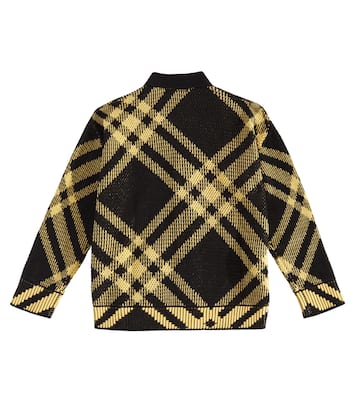 Cárdigan de malla de algodón con Burberry Check | Burberry Kids