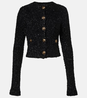 Cardigan cropped in tweed di misto cotone | Balenciaga