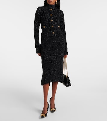Cardigan cropped in tweed di misto cotone | Balenciaga