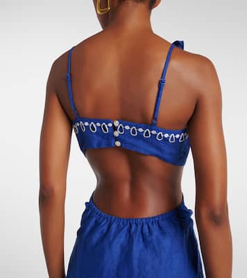 Maxikleid Flower Richelieu aus Leinen | Farm Rio