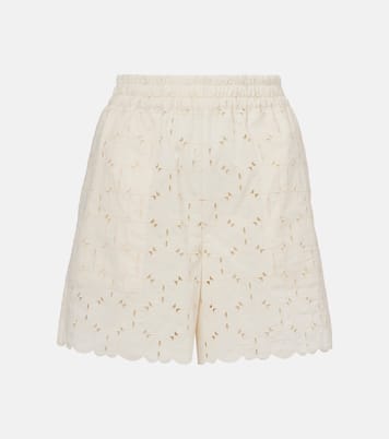 Shorts en mezcla de algodón con bordado inglés | Moncler