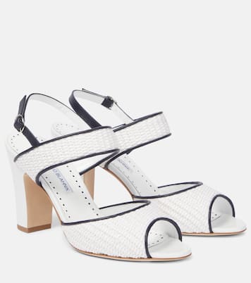 Sandalen Khiko 90 aus Raffiabast mit Leder | Manolo Blahnik
