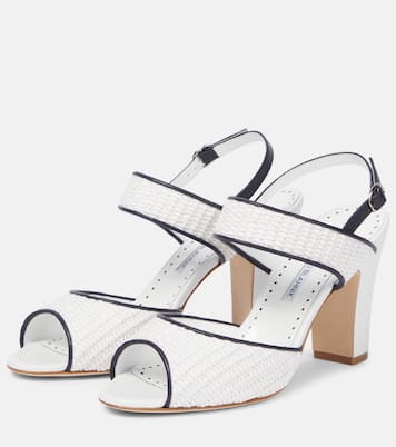 Sandalen Khiko 90 aus Raffiabast mit Leder | Manolo Blahnik