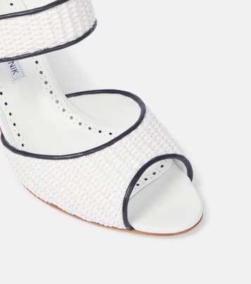 Sandalen Khiko 90 aus Raffiabast mit Leder | Manolo Blahnik