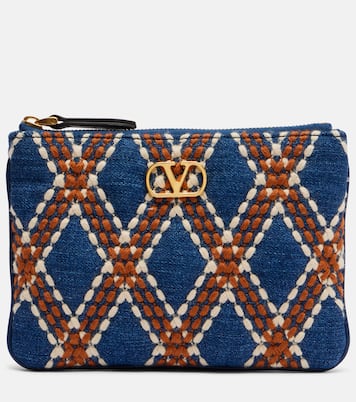 Clutch Quiltie 67 aus Denim | Valentino Garavani