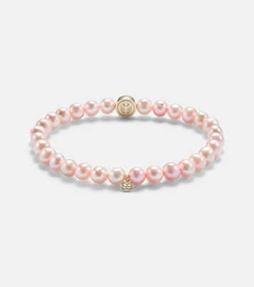 Pulsera Peace & Love de oro de 14 ct con perlas y diamantes | Sydney Evan