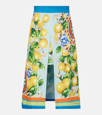 Jupe midi imprimée en coton mélangé | Dolce&Gabbana