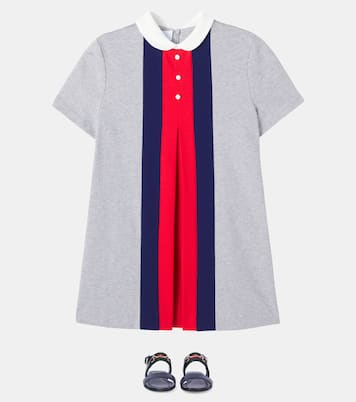Vestido corto tribanda Web de jersey de algodón | Gucci Kids