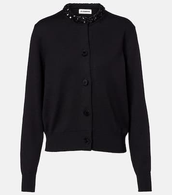 كارديغان من الصوف الخام مزينة بالترتر | Jil Sander