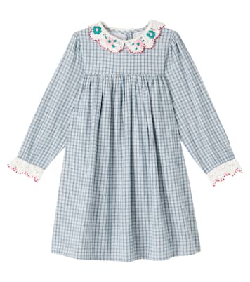 Rhea checked cotton and linen dress | Bebe Organic