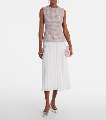 Vestido midi de bouclé y chifón | Self-Portrait