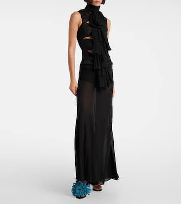 Dahlia 90 floral-appliqué leather and PU mules | Alaïa