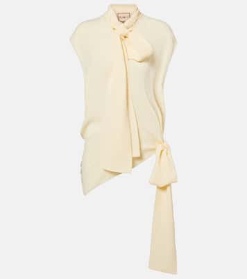 Asymmetric tie-neck blouse | Plan C