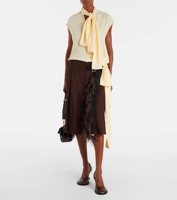 Asymmetric tie-neck blouse | Plan C