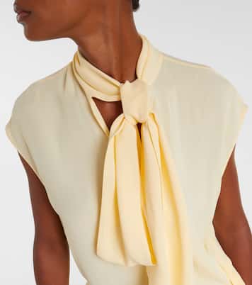 Asymmetric tie-neck blouse | Plan C