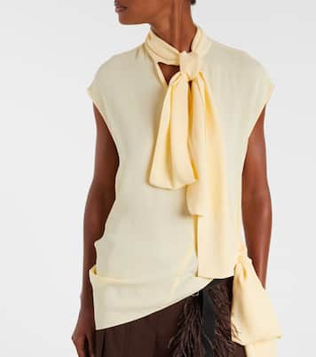 Asymmetric tie-neck blouse | Plan C