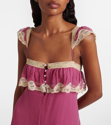 Lace-trimmed silk muslin maxi dress | Chloé