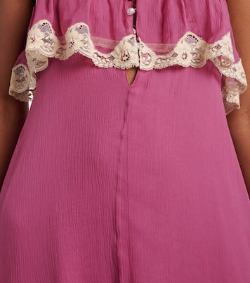 Lace-trimmed silk muslin maxi dress | Chloé