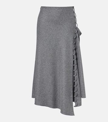 Asymmetric wool and cashmere midi skirt | Victoria Beckham