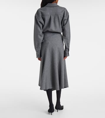 Asymmetric wool and cashmere midi skirt | Victoria Beckham