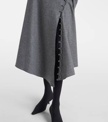 Asymmetric wool and cashmere midi skirt | Victoria Beckham