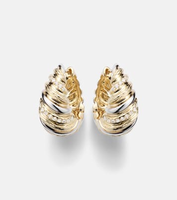 Berlingot 9kt white and yellow gold earrings with diamonds | Yvonne Léon