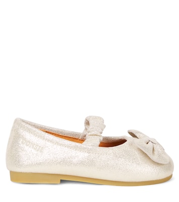 Mylah bow-detail glitter leather ballet flats | Donsje