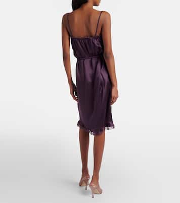 Lace-trimmed silk satin midi dress | Gucci