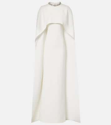 Crystal-embellished caped crêpe gown | Roland Mouret