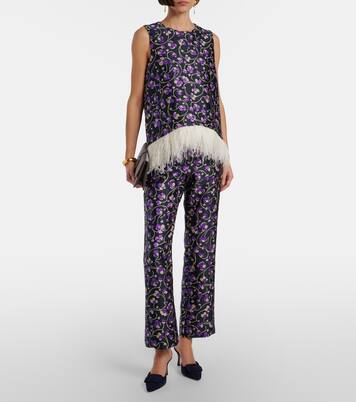 Pantalon droit raccourci 24/7 Honeysuckle en jacquard | La DoubleJ