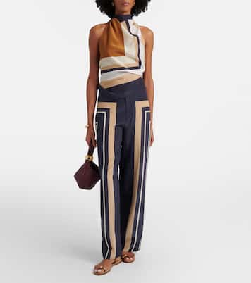 Pietra printed silk wide-leg pants | SIR