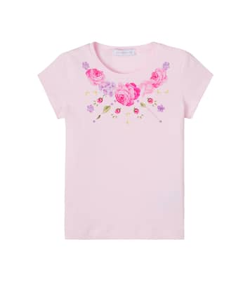 Camiseta en mezcla de algodón floral | Monnalisa